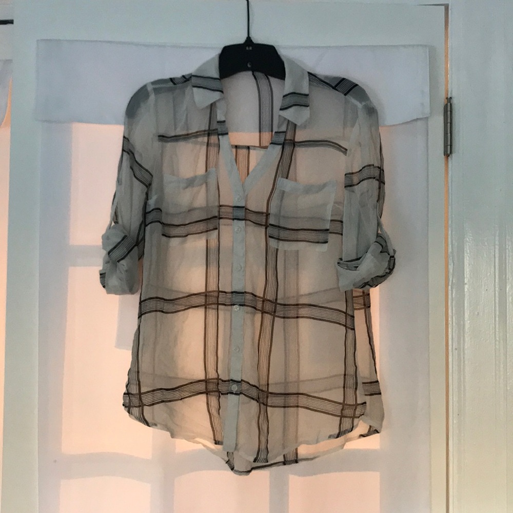 Express Original Fit Portifino - Sheer Plaid - M